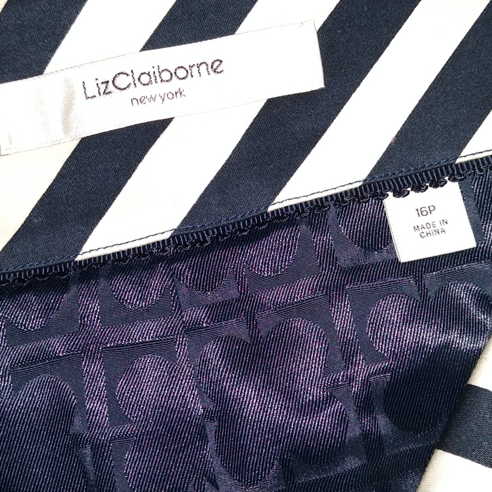 Liz Claiborne Navy and White Striped Jacket